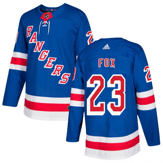 Men Adult Authentic New York Rangers 23 Adam Fox Royal Blue Home Adidas NHL Jersey